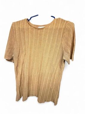 Alfred Dunner Tan Short Sleeve Knit Top